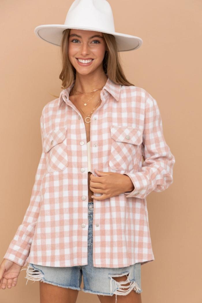 Gingham Pocket Front Shirt Jacket Product Image