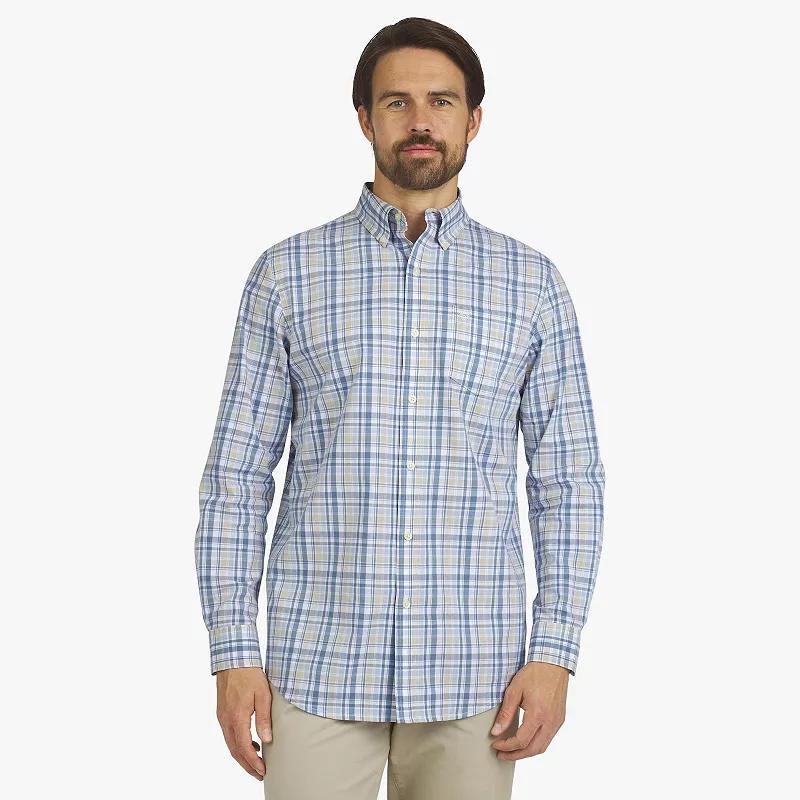 Men's Chaps Woven Long Sleeve Button-Down Shirt, Size: Medium, Pool Blue Product Image