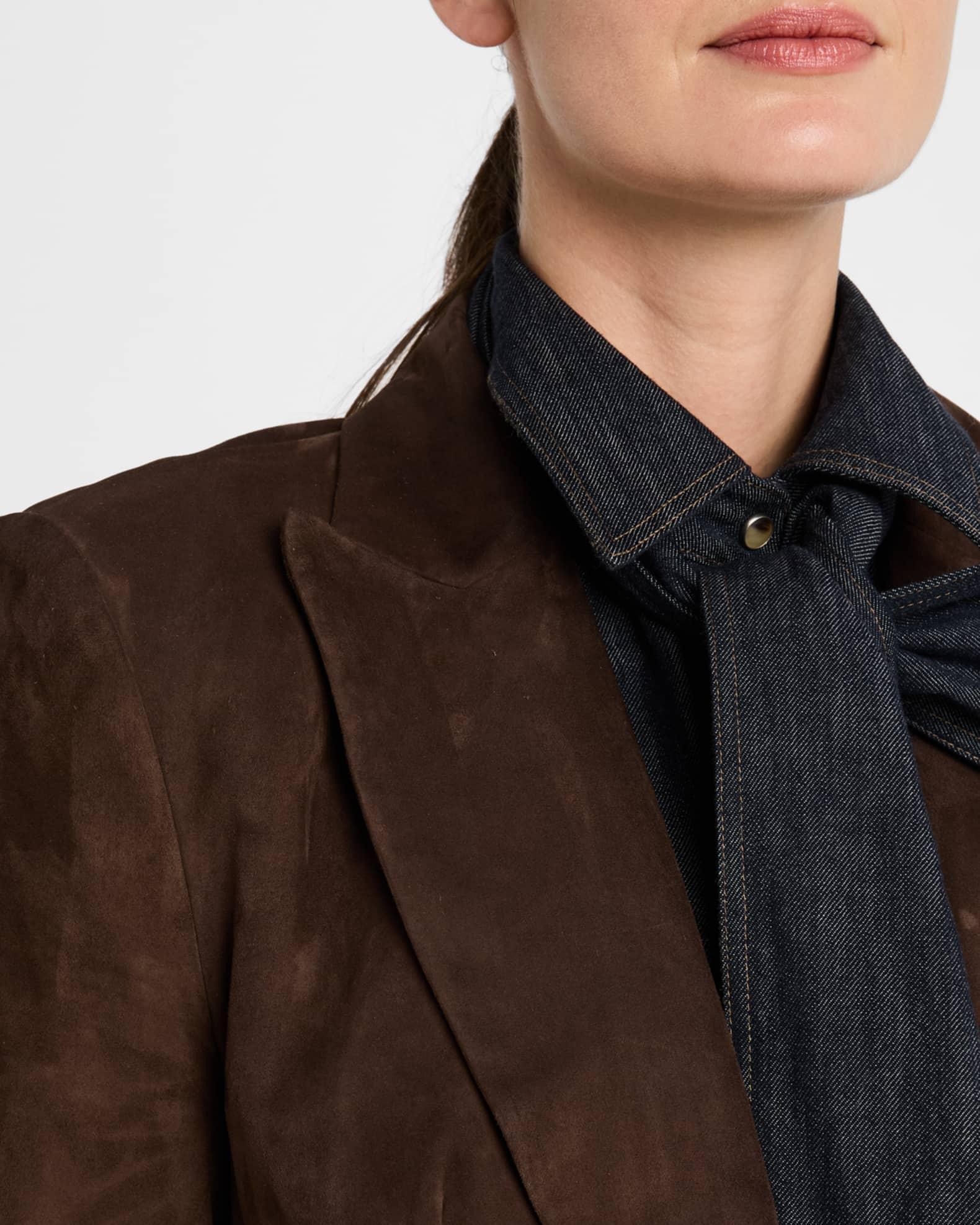 Suede Single-Breasted Blazer Jacket Product Image