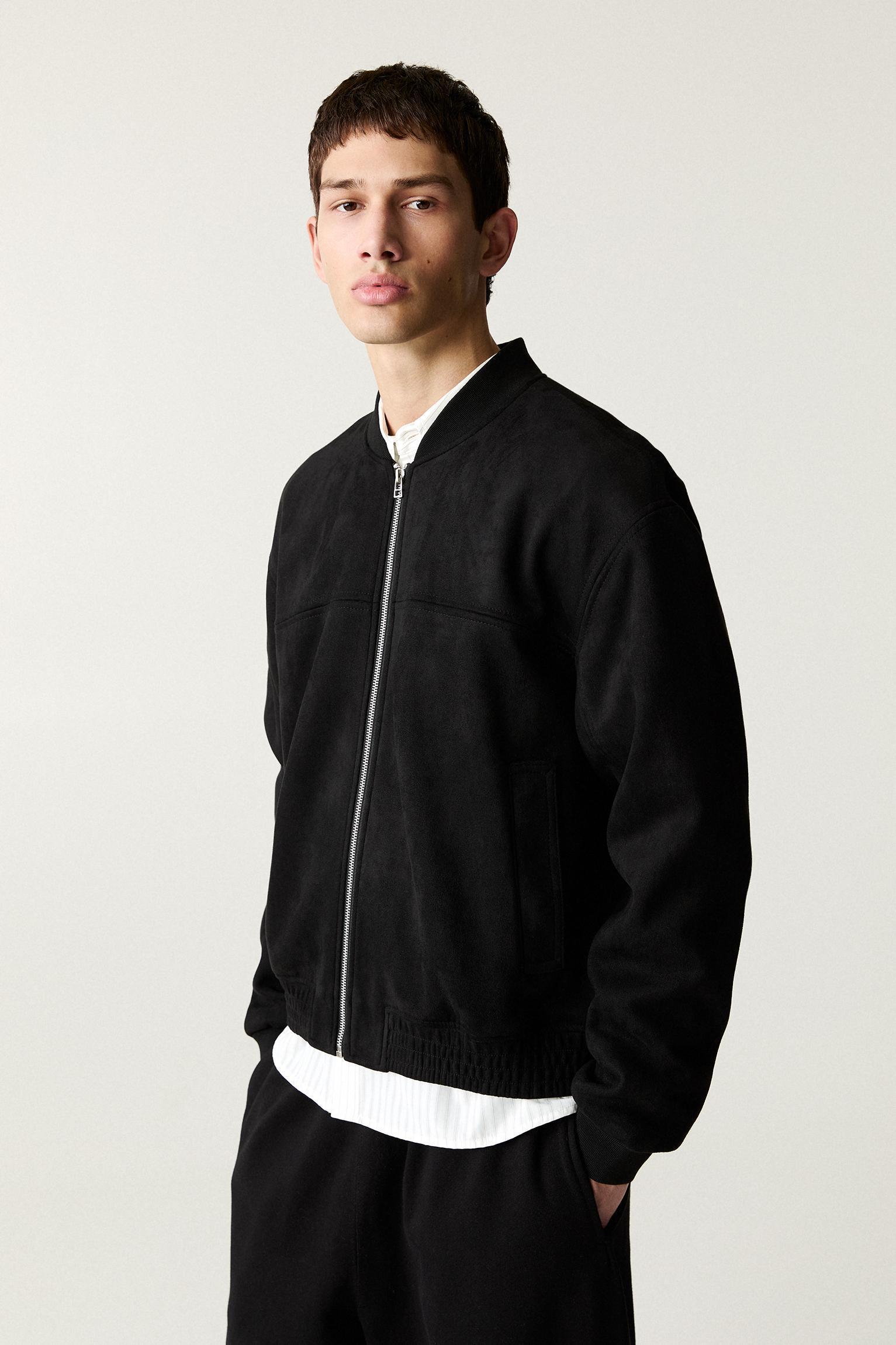 Faux suede bomber jacket Product Image