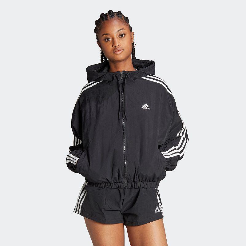 adidas Essentials 3-Stripes Woven Windbreaker Black S Womens Product Image