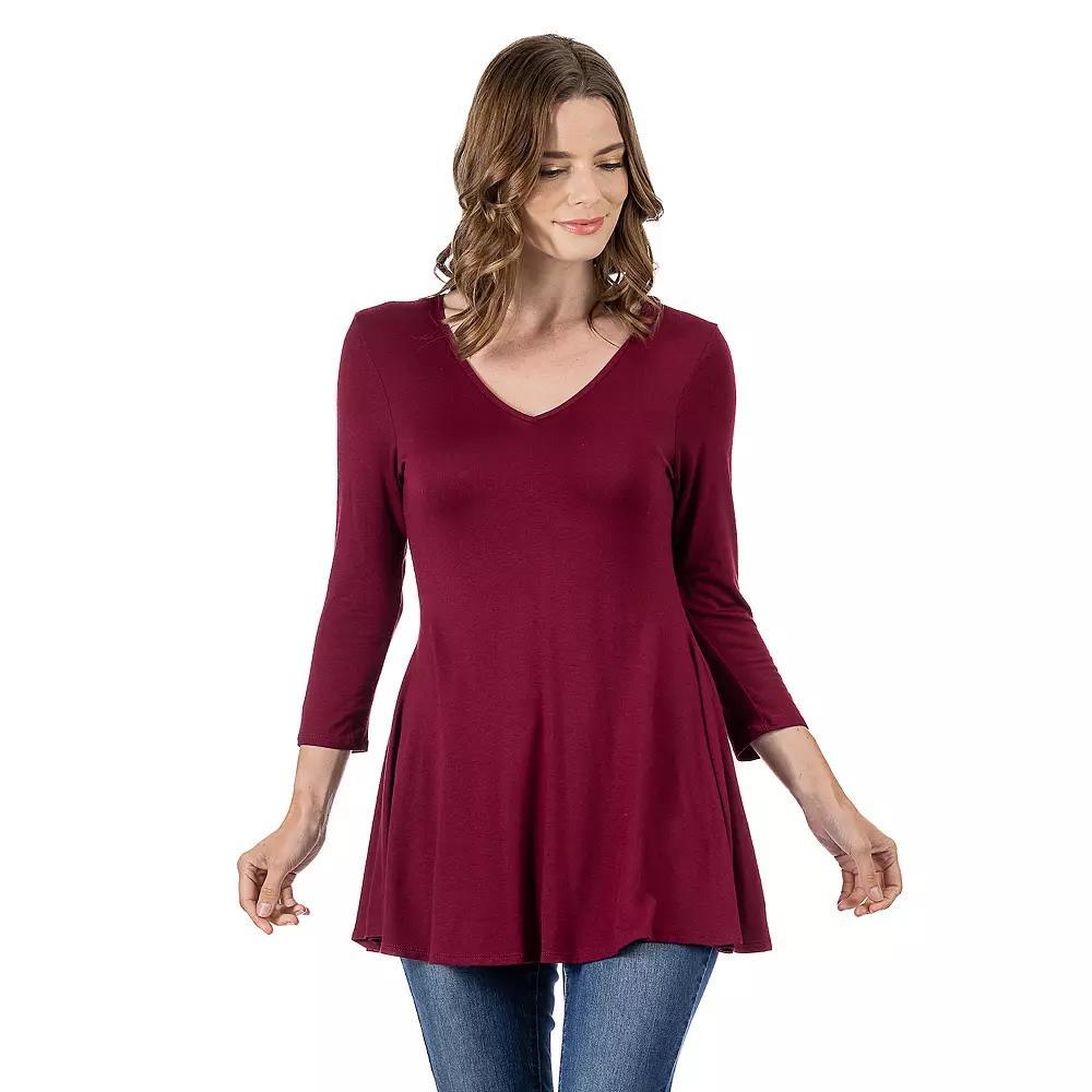 Women's 24Seven Comfort Apparel V Neck Tunic Top, Size: XL, Penny Product Image