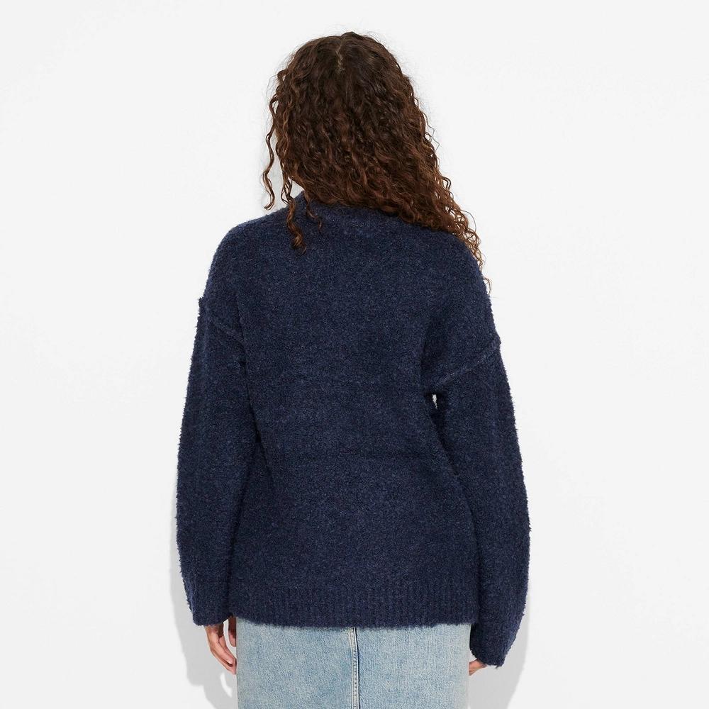 Womens Crewneck Oversized Boucle Pullover Holiday Sweater - Wild Fable Navy Blue Product Image