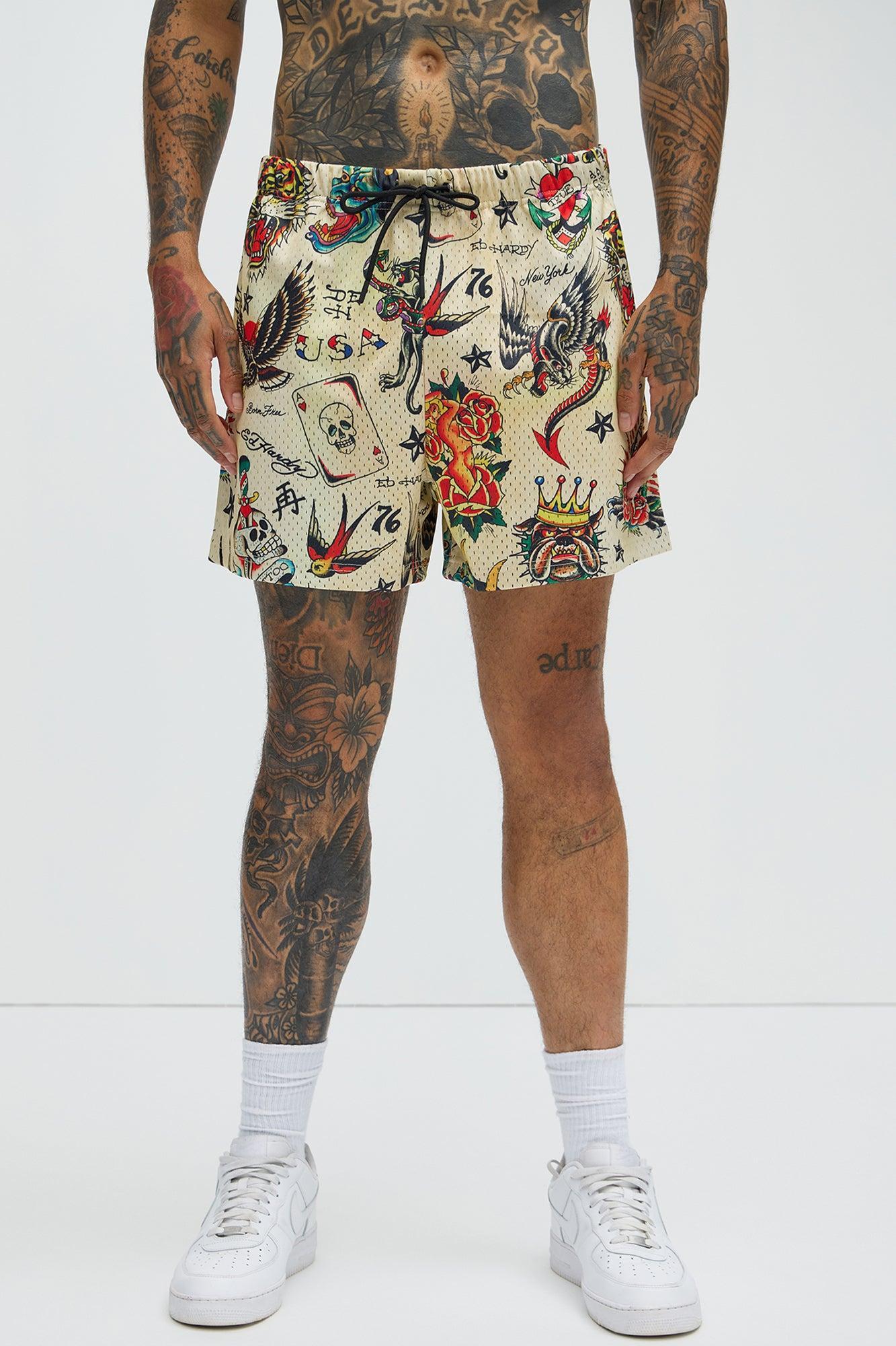 Ed Hardy Flashboard Mesh Shorts - Multi Color Product Image