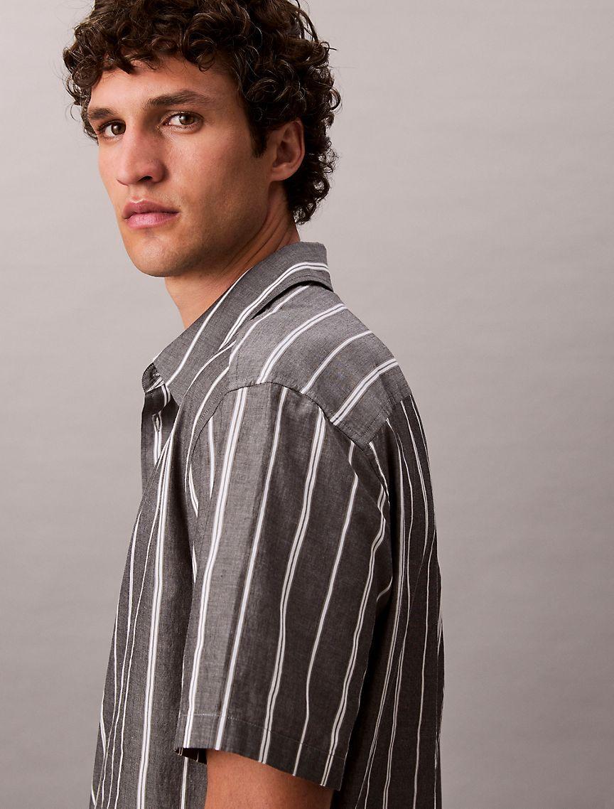 Cotton Stripe Relaxed Button-Down Shirt  Product Image