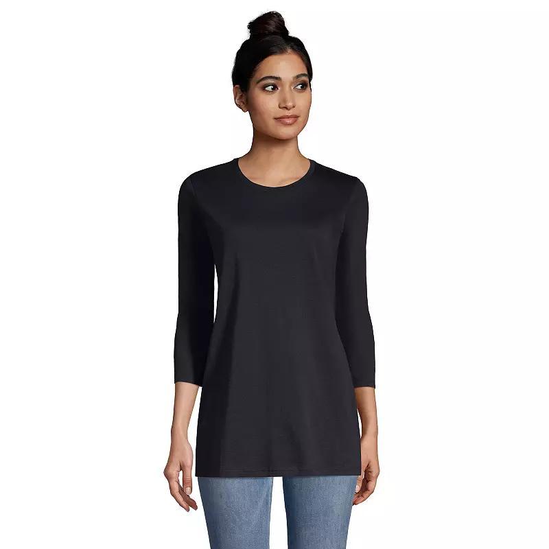 Petite Lands' End 3/4-Sleeve Supima Cotton Crewneck Tunic, Women's,  Product Image