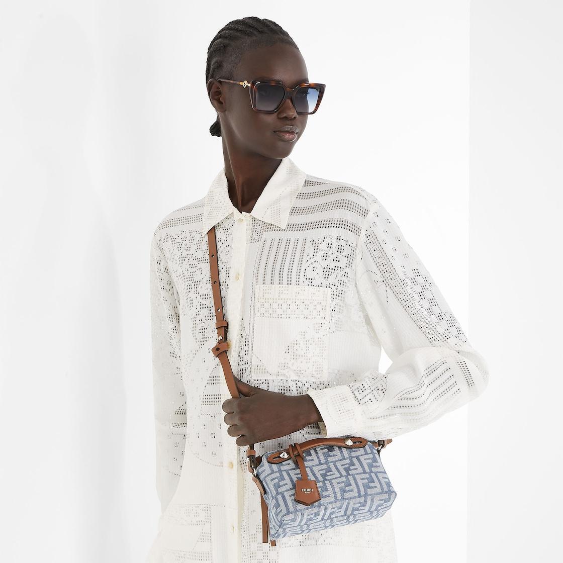 By The Way Soft MiniBlue denim-effect FF jacquard mini-bag Product Image