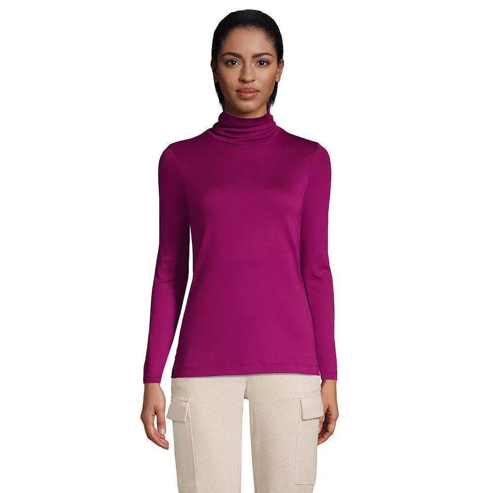 Women's Lands' End Supima Cotton Long Sleeve Turtleneck, Size: Large Tall, Green Moss Product Image