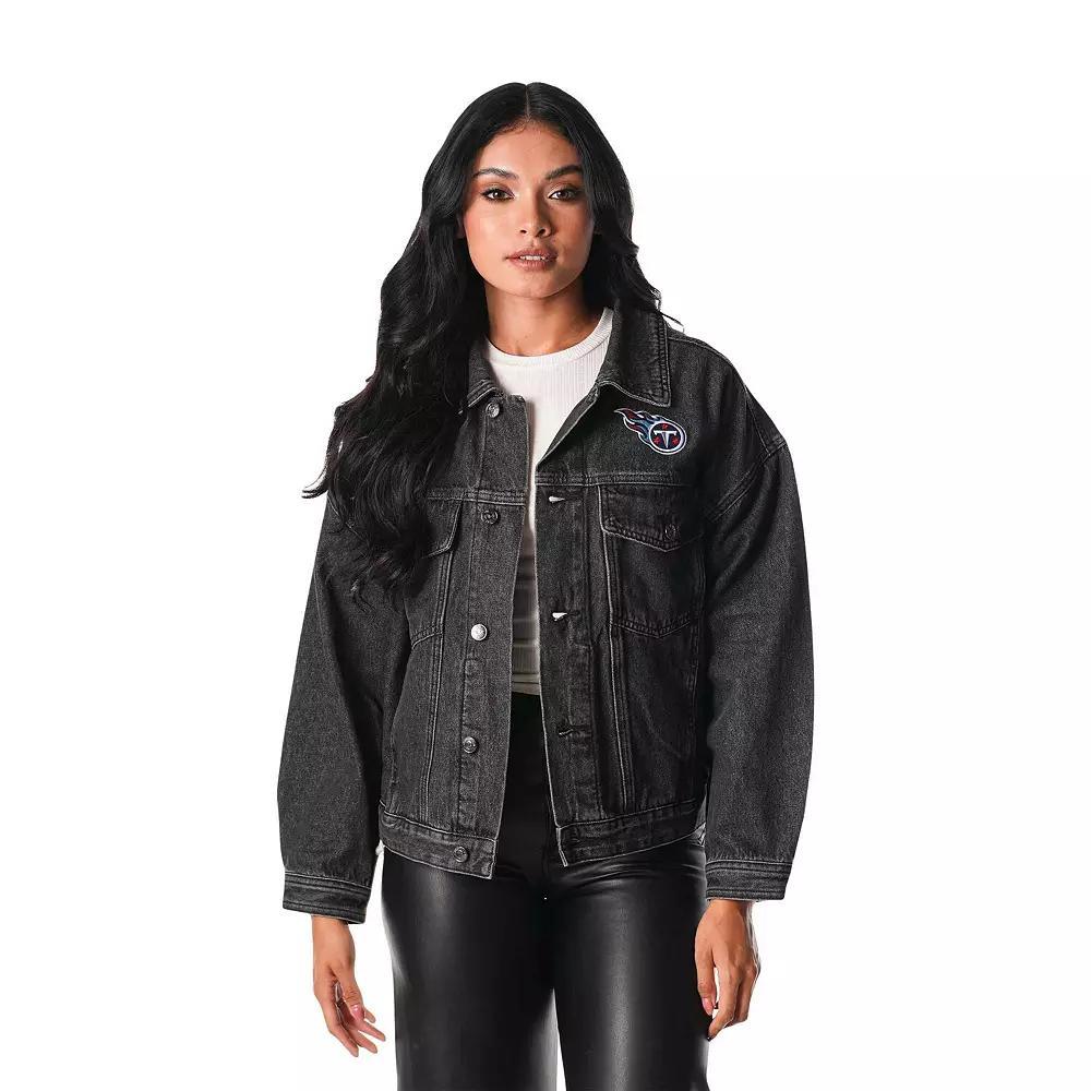 Women's The Wild Collective Black Tennessee Titans Denim Sequin Fringe Button-Up Jacket,  Product Image