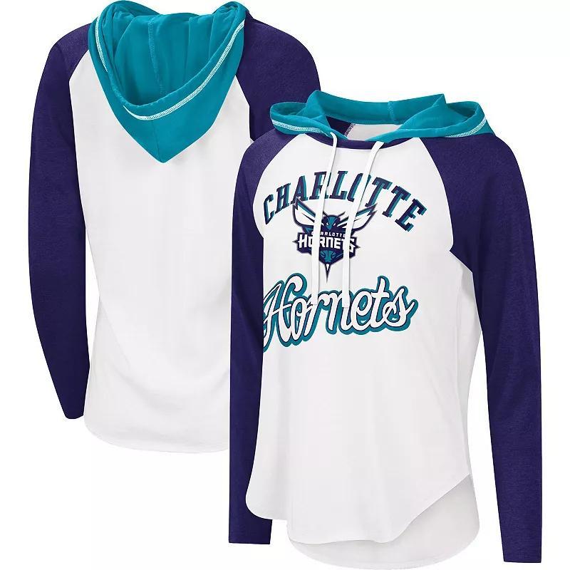 Womens G-III 4Her by Carl Banks White Charlotte Hornets MVP Raglan Hoodie Long Sleeve T-Shirt Product Image