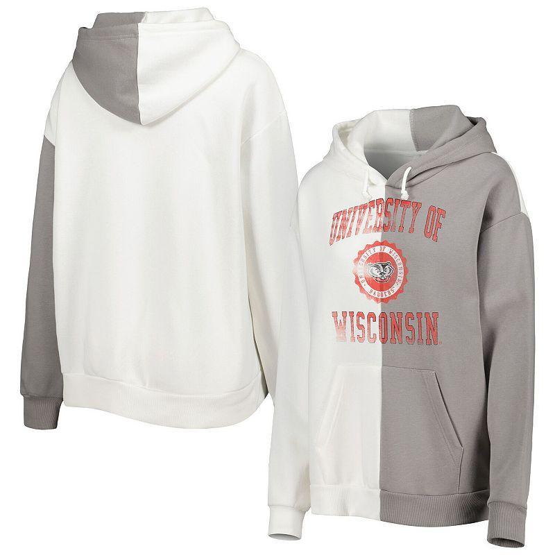 Women's Gameday Couture Gray/White Wisconsin Badgers Split Pullover Hoodie,  Product Image