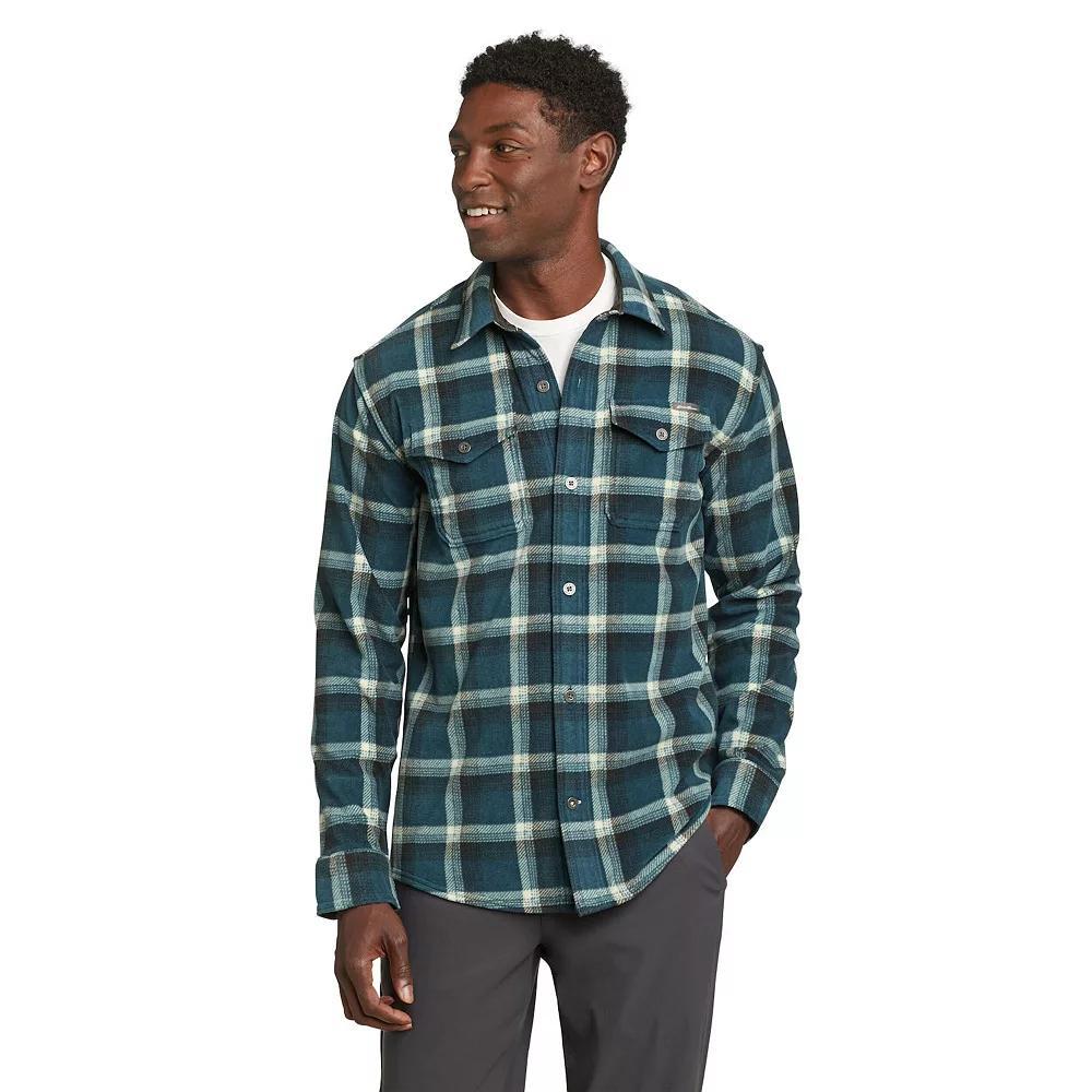 Men's Eddie Bauer Chutes Microfleece Button-Front Shirt, Size: Large, Peacock Product Image