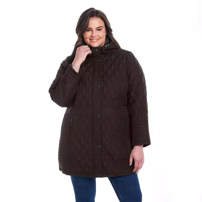 Plus Size Weathercast Plush Lined Mixed Quilted Walker, Women's, Size: 1XL, Brown Product Image