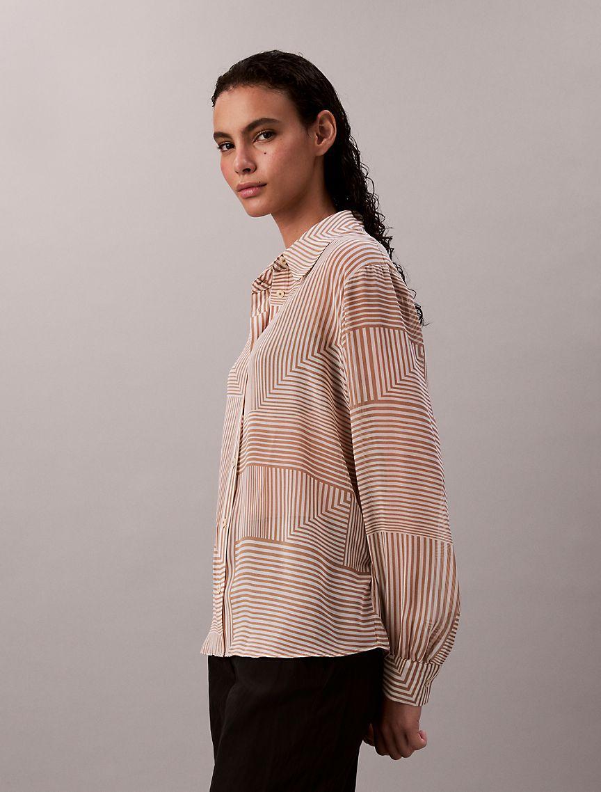 Chiffon Printed Classic Button-Down Shirt  Product Image