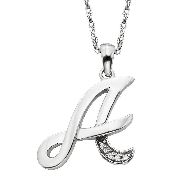 Sterling Silver Diamond Accent Initial Pendant, Womens Product Image