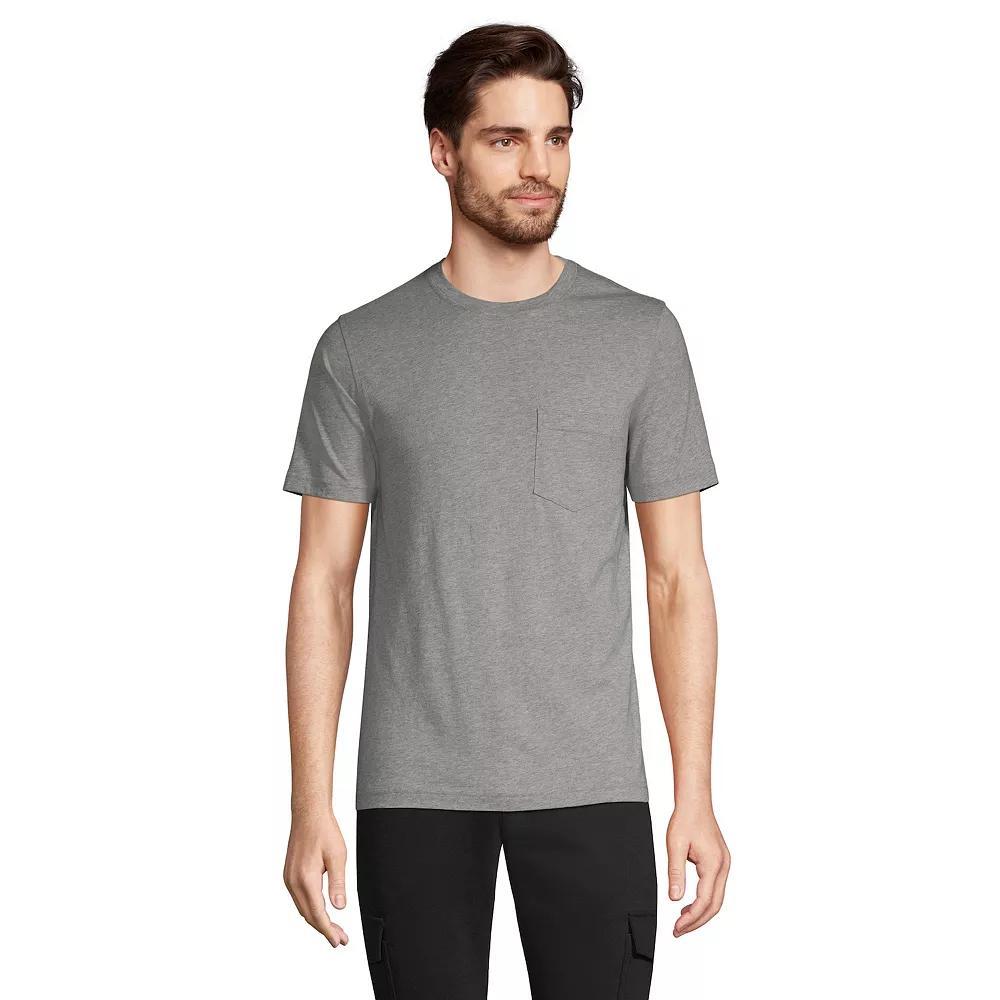 Mens Lands End Supima Pocket Tee Light Gray Grey Product Image