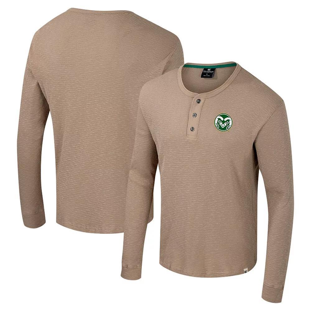 Men's Colosseum  Tan Colorado State Rams Great Outdoors Henley Long Sleeve Shirt, Size: Large, Team Product Image