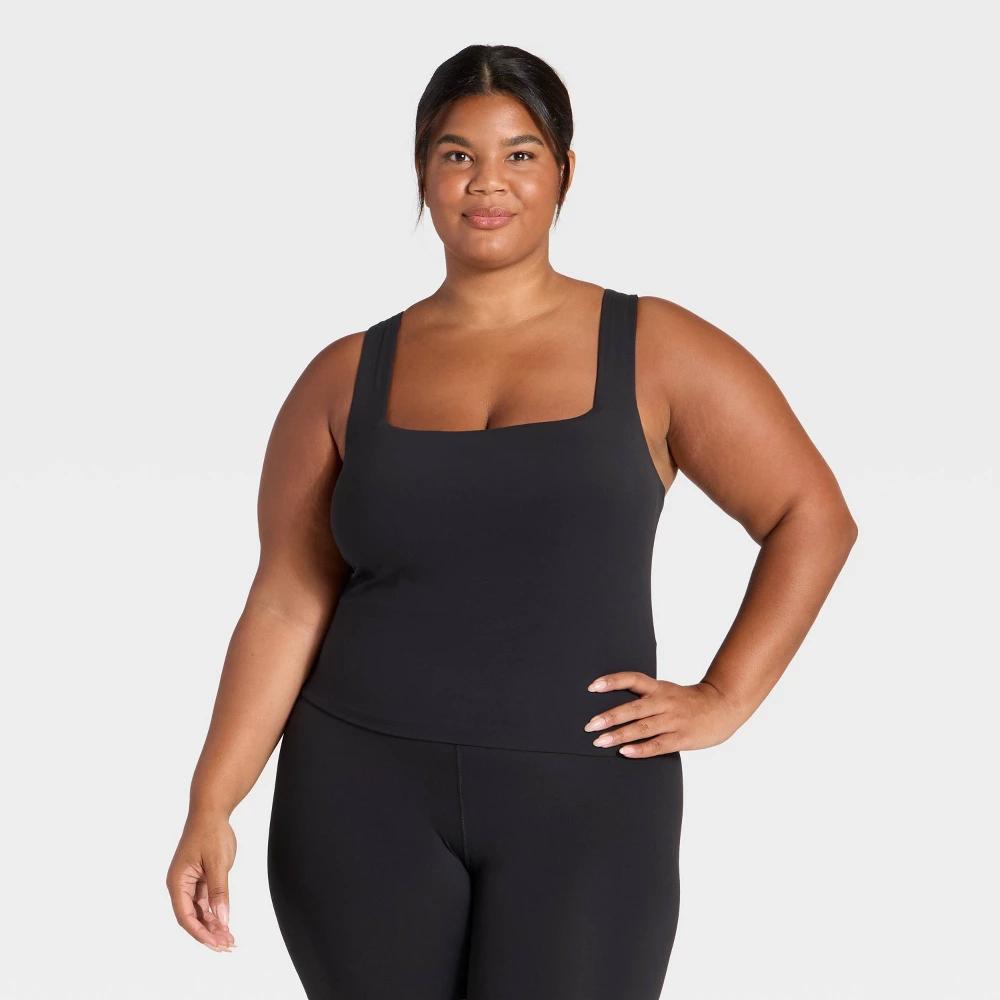 Women's Everyday Soft Square Neck Tank Top - All In Motion™ Black 4X Product Image