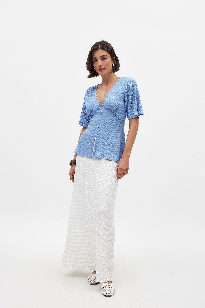 Flowy Sleeve Top Blue Product Image