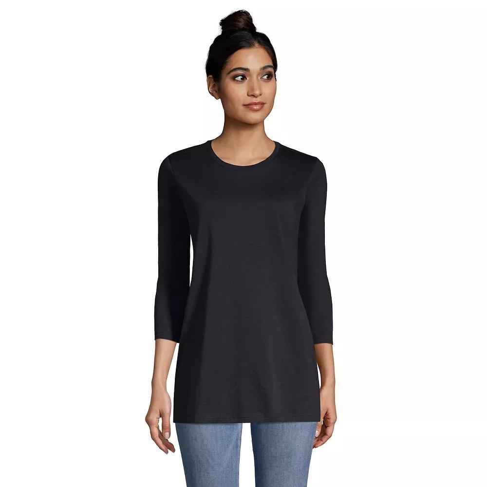 Petite Lands' End 3/4-Sleeve Supima Cotton Crewneck Tunic, Women's,  Product Image