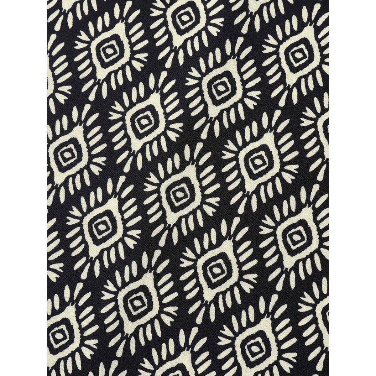 Plus Size Black Boho Print Drawstring Sleeve Blouse Women Cap Sleeve V-neck Vacation Blouses BloomChic 22-24/3X Product Image