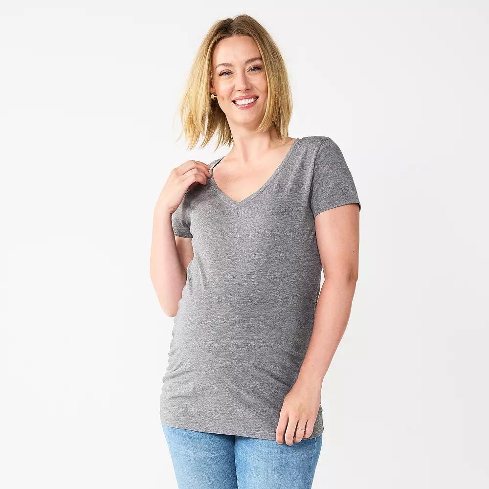 Maternity Sonoma Goods For Life® Essential V-Neck Tee, Women's, Size: XS-MAT, Grey Product Image