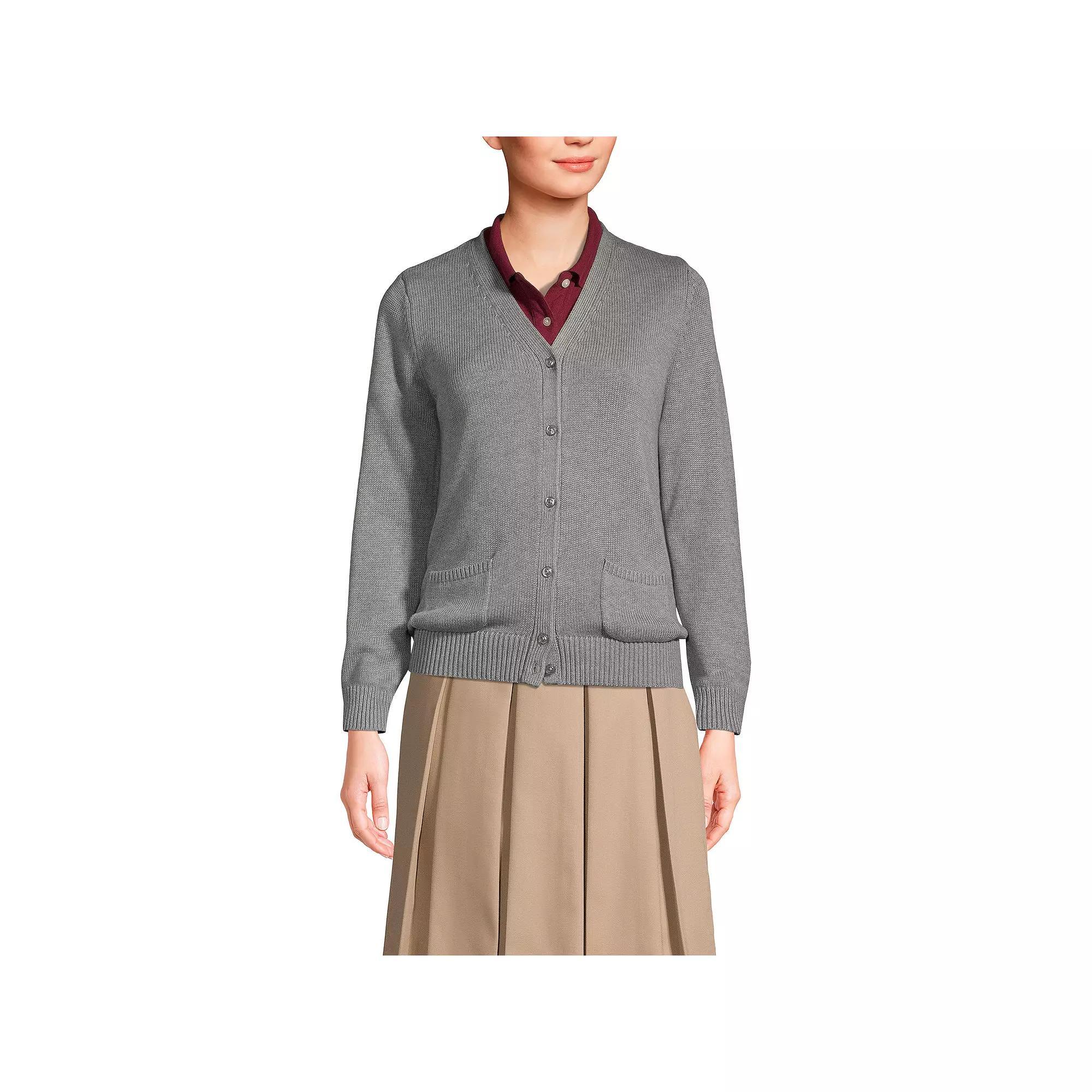 Women's Lands' End School Uniform Button Front V-Neck Cardigan Sweater,  Product Image