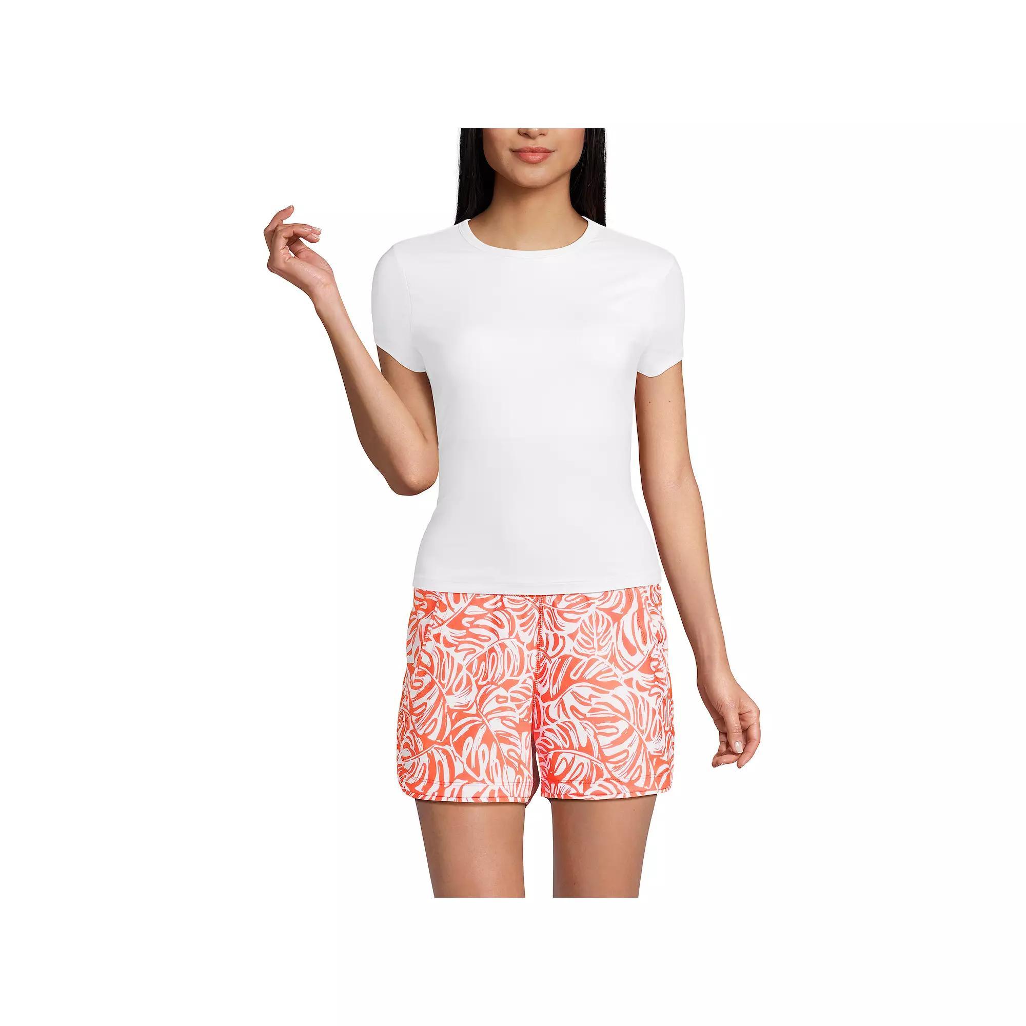 Women's Lands' End Cap Sleeve Fitted UPF 50 Rashguard with Built-In Bra, Size: Small, White Product Image