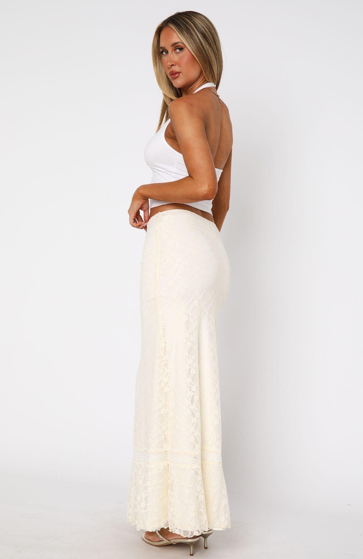 No Giving Up Lace Maxi Skirt Cream Product Image