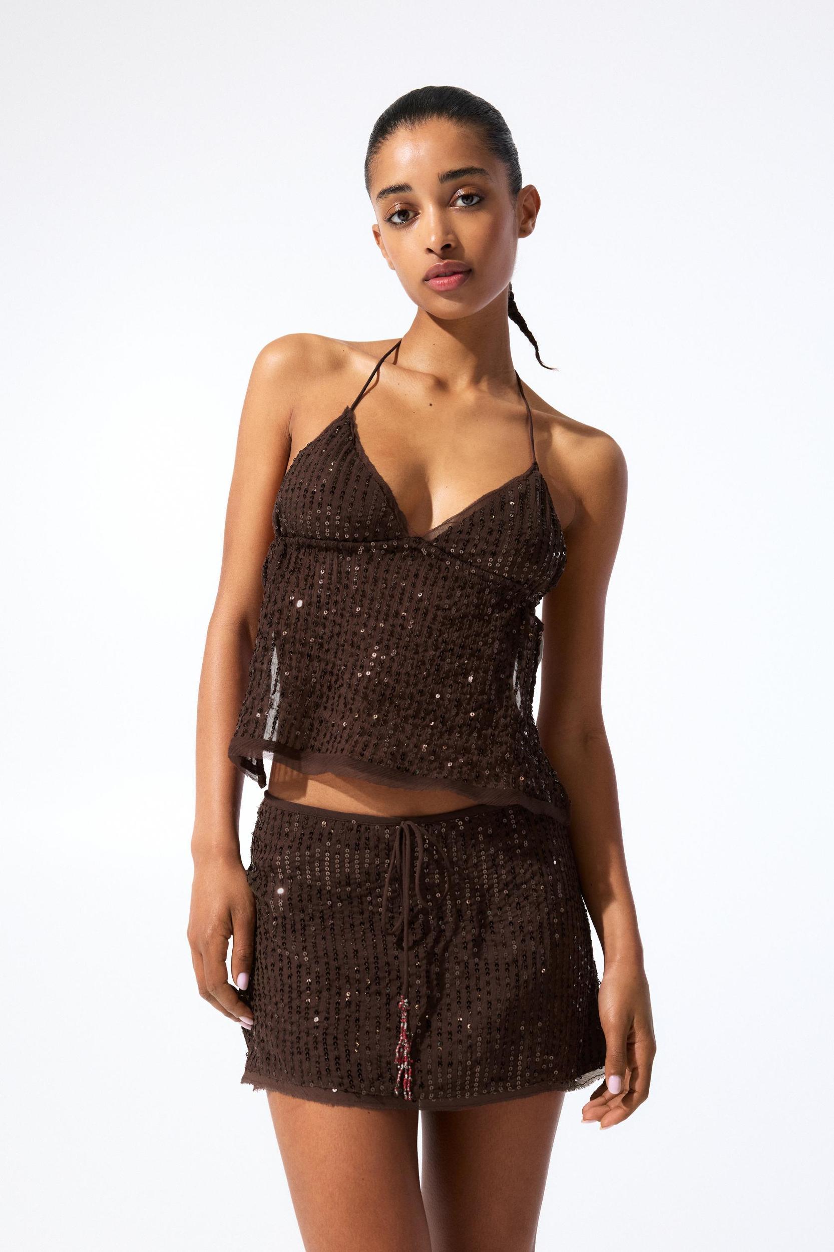 Sequined halter neck top Product Image