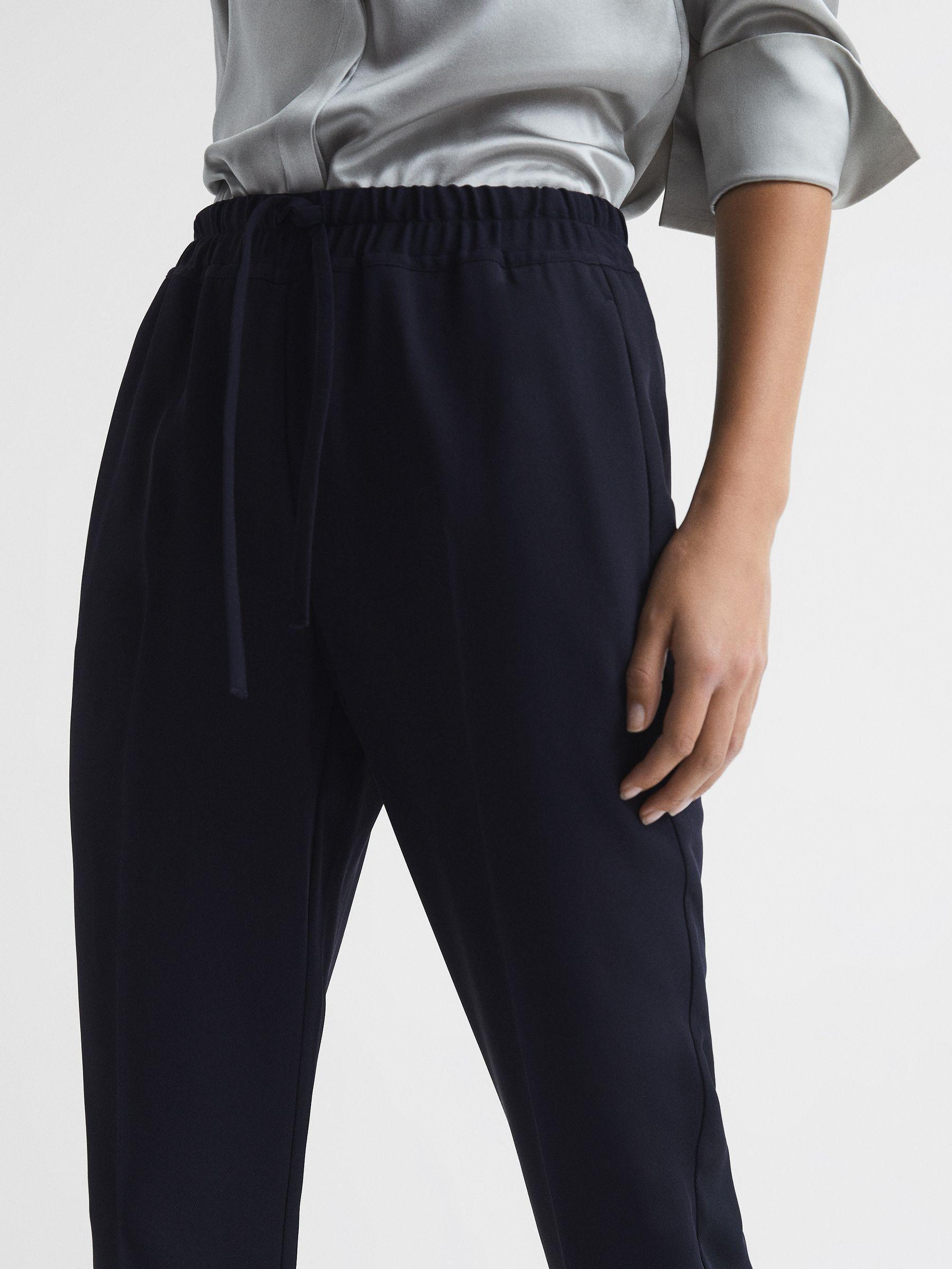 Petite Tapered Pull On Trousers in Navy Product Image