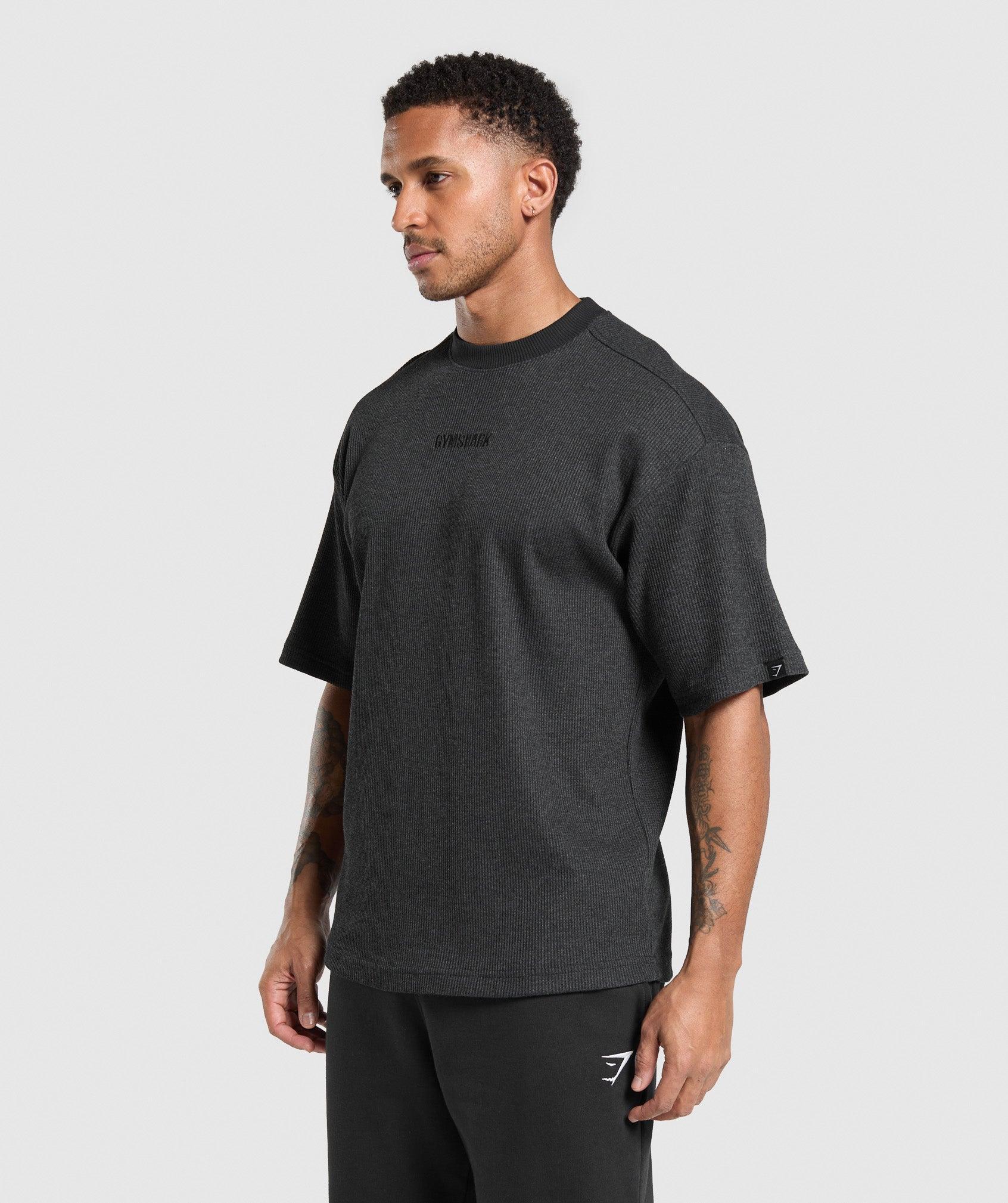Gymshark Waffle Oversized T-Shirt - Black Male Product Image