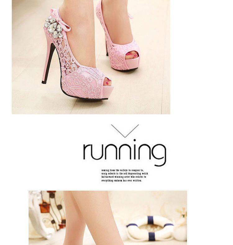 Peep Toe High Heel Lace Pumps Product Image