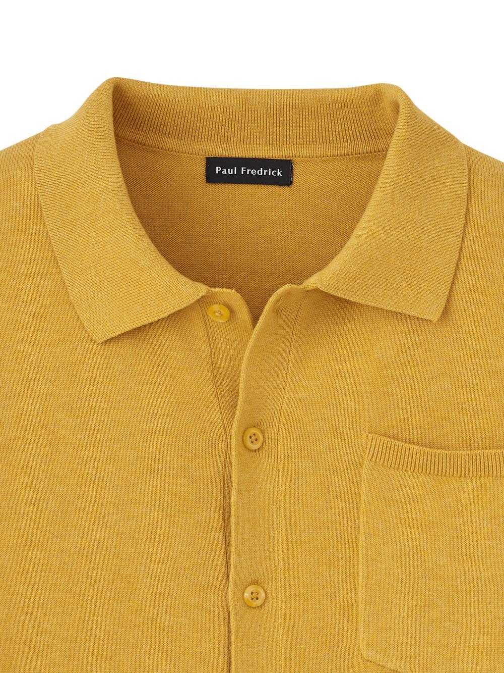 Supima Cotton Button Front Polo - Mustard Product Image