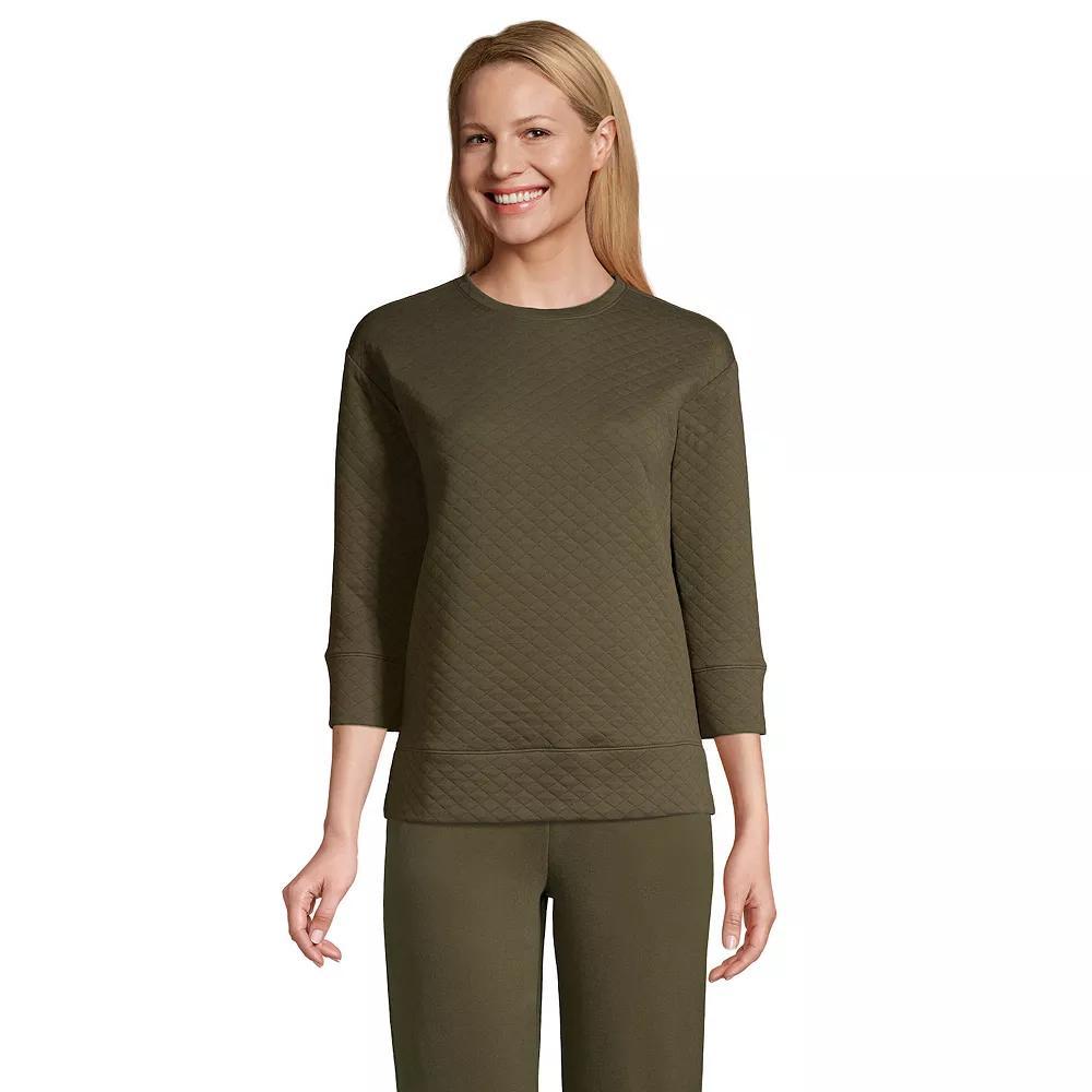 Women's Lands' End Quilted Crewneck Top,  Product Image