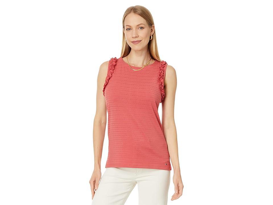 Tommy Hilfiger Sleeveless Ruffle Tank (Bright ) Women's Clothing Product Image