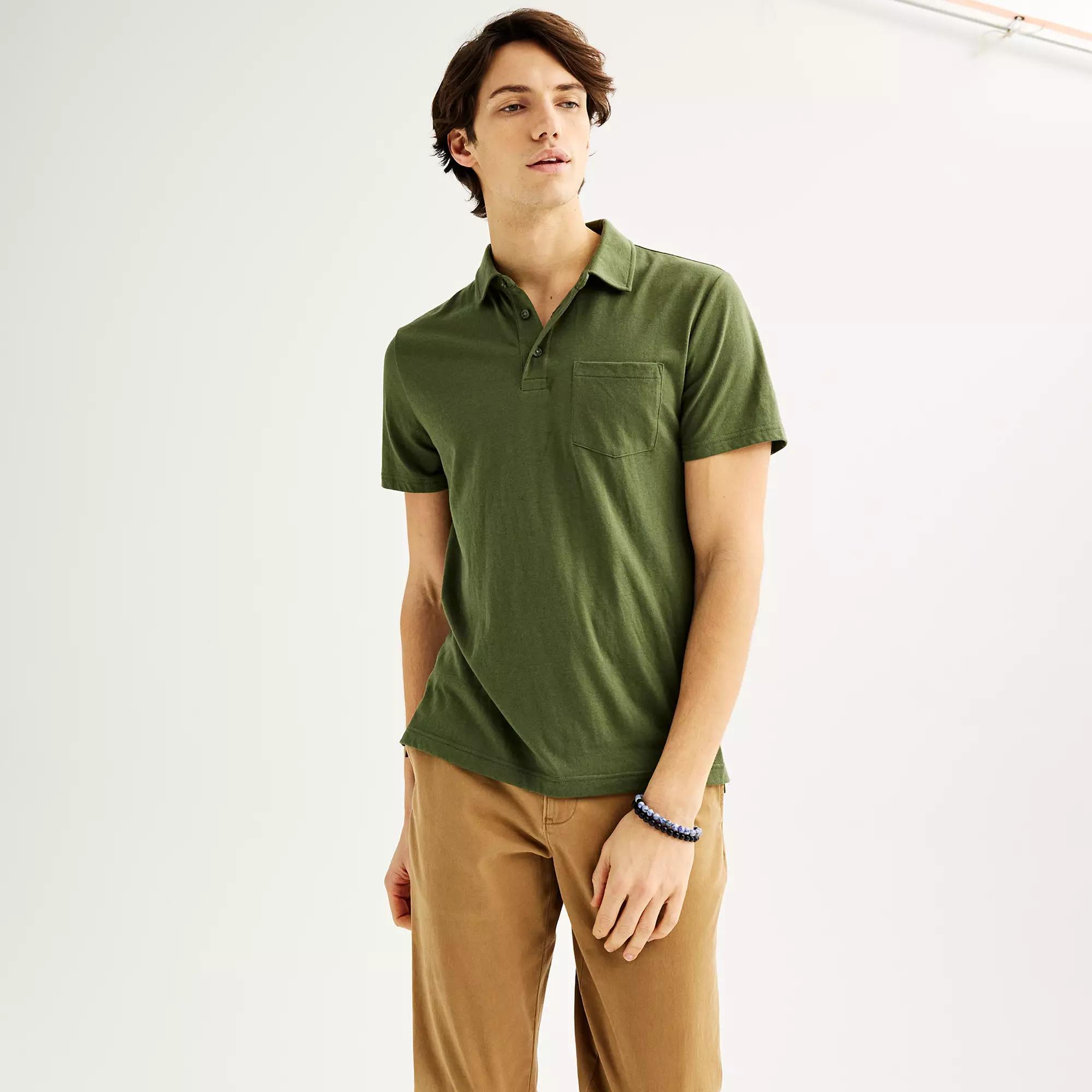 Men's Sonoma Goods For Life® Supersoft Short Sleeve Polo, Size: XS, Green Product Image