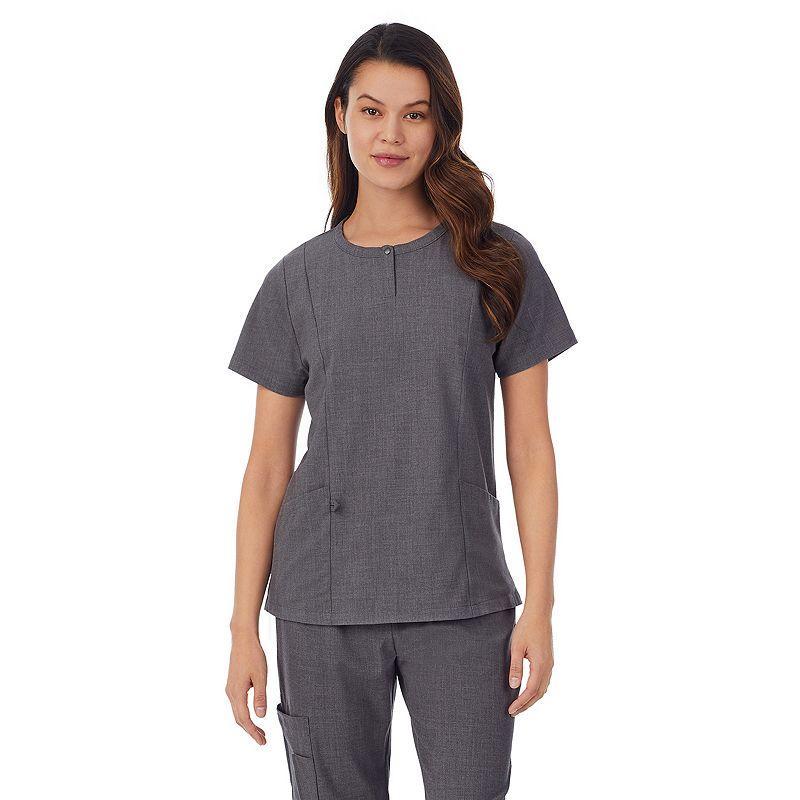 Women's Cuddl Duds® Scrubs Henley Top With 2 Pockets, Size: Large, Ceil Grey Product Image