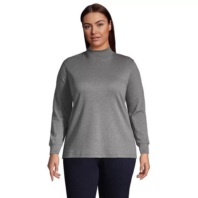 Plus Size Lands' End Supima Cotton Mockneck Top, Women's, Size: 2XL, Grey Heather Product Image