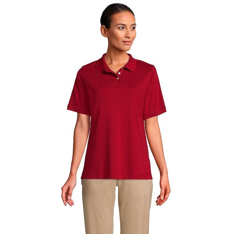 Women's Lands' End School Uniform Classic Short Sleeve Interlock Polo Top, Size: Large, White Product Image