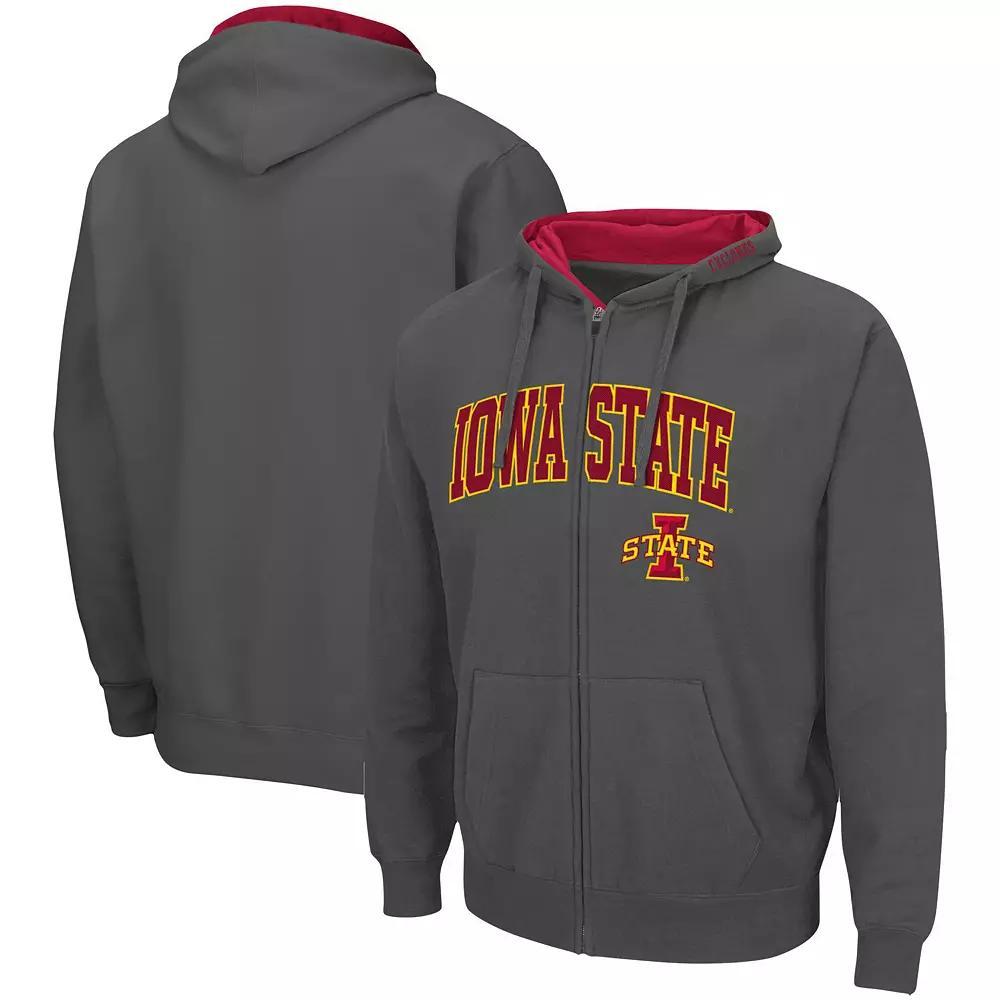 Men's Colosseum Charcoal Clemson Tigers Arch & Logo 3.0 Full-Zip Hoodie, Size: Small Product Image