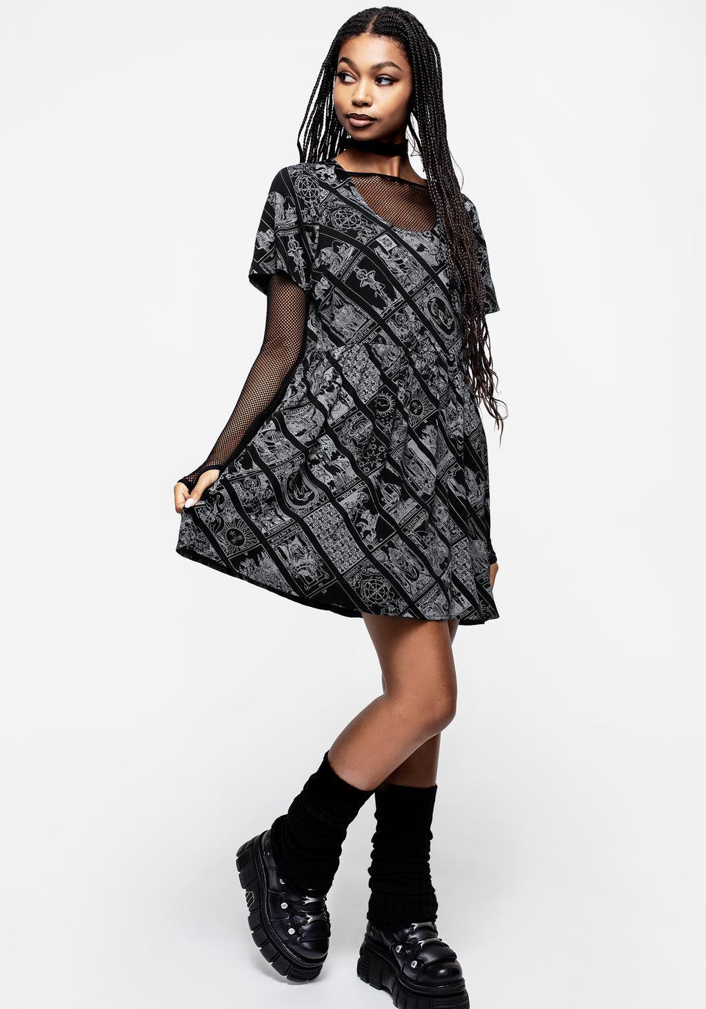 Cartomancy Scoop Neck Mini Smock Dress Product Image