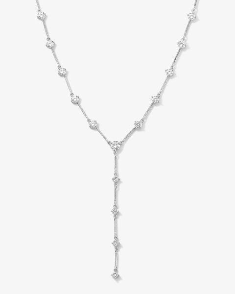 Lavish Lariat Necklace - Silver|White Diamondettes Product Image