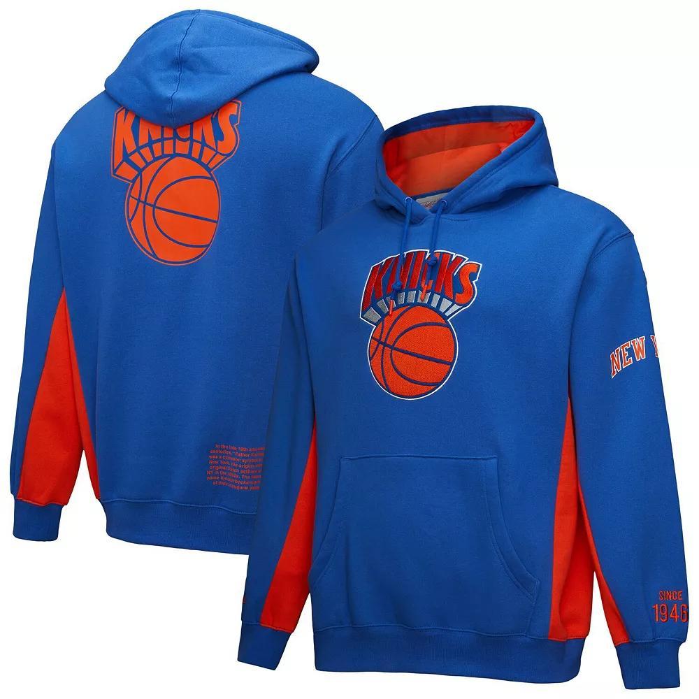 Men's Mitchell & Ness Blue New York Knicks Hardwood Classics Team Origins Fleece Pullover Hoodie,  Product Image