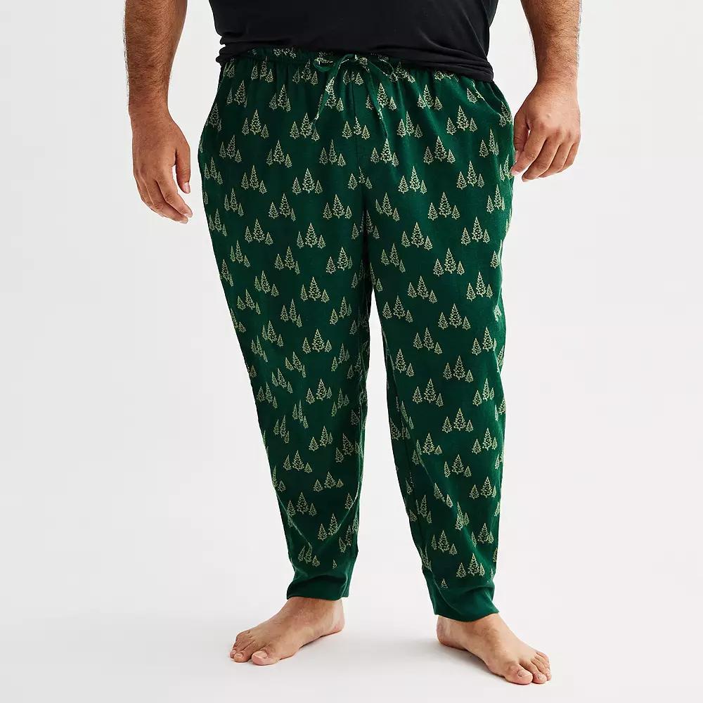 Big & Tall Sonoma Goods For Life® Flannel Banded Bottom Pajama Pants, Men's, Size: XXL Tall, Green Pine Print Product Image