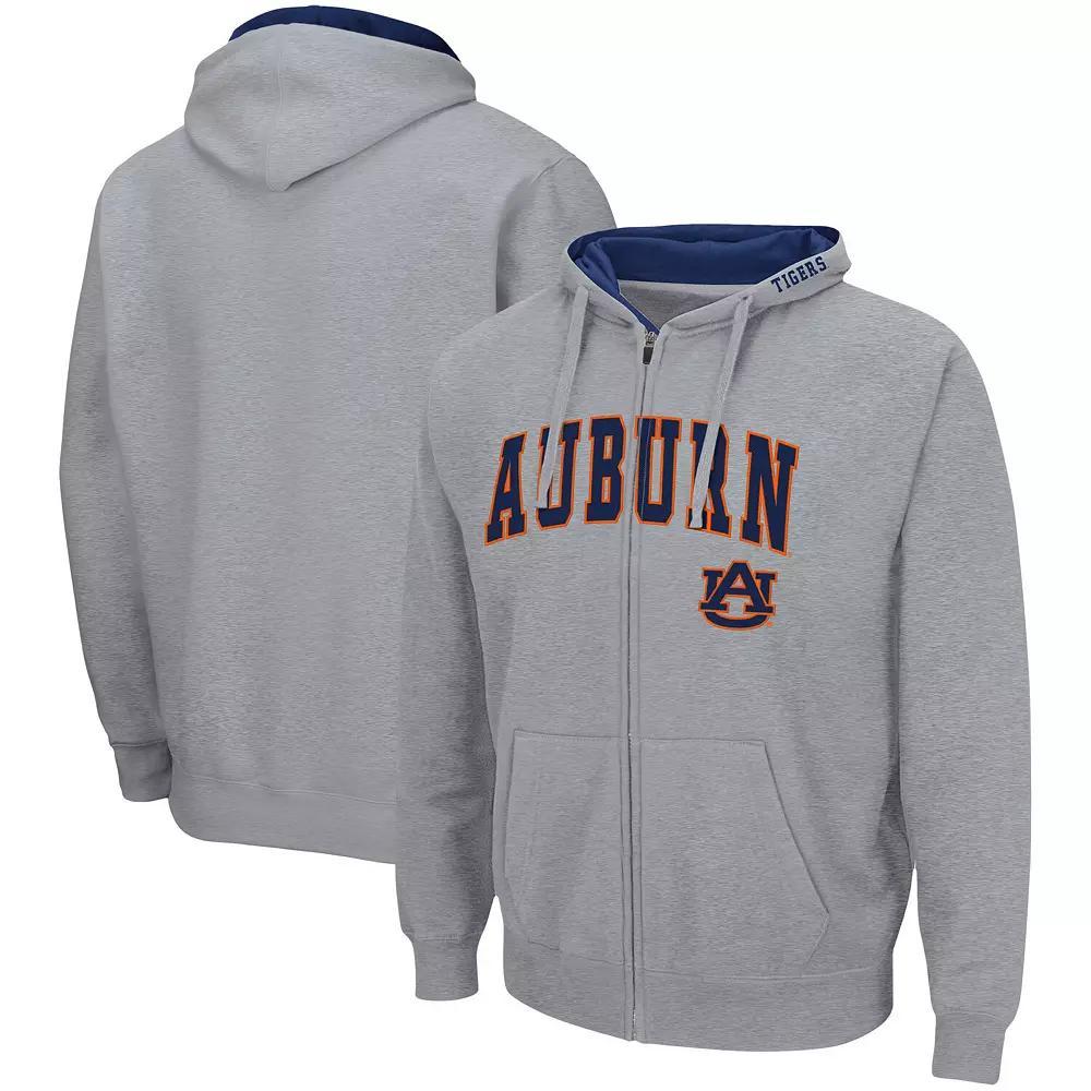 Men's Colosseum Heathered Gray Auburn Tigers Arch & Logo 3.0 Full-Zip Hoodie,  Product Image