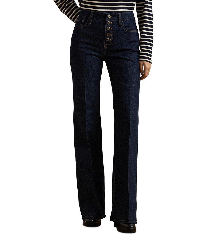 Lauren Ralph Lauren High Rise Button-Front Flared Jeans Product Image