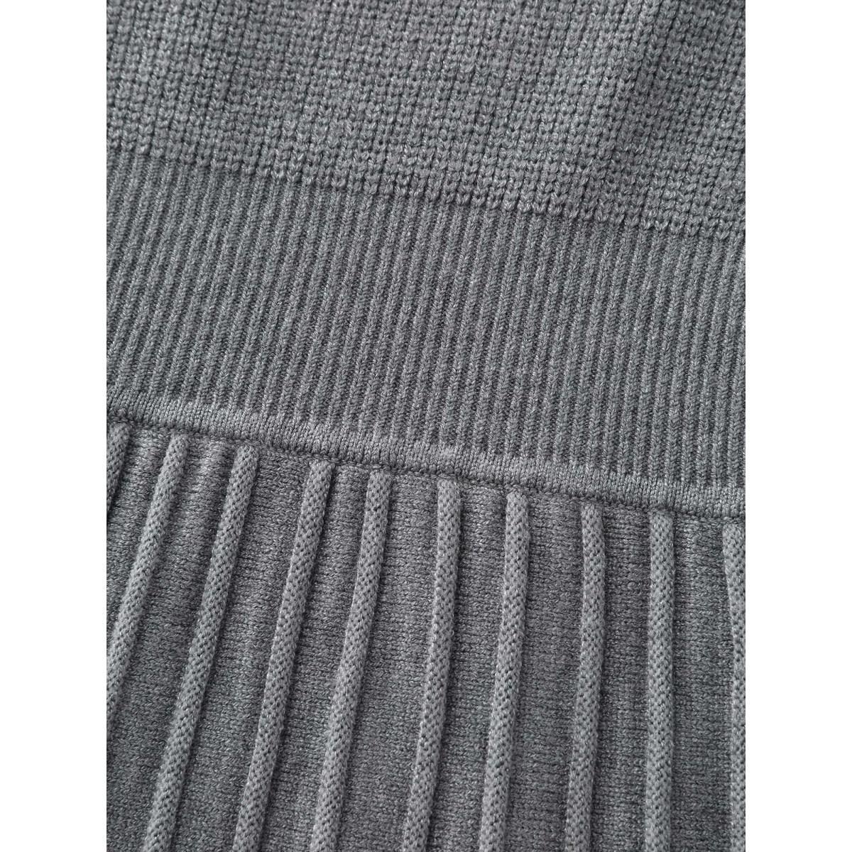 Plus Size Bowknot Neckline Cinched-Waist A-Line Sweater Dress DarkGray Women Timeless Bodycon Long Sleeve Elegant Sweater Dresses BloomChic 12/L Product Image