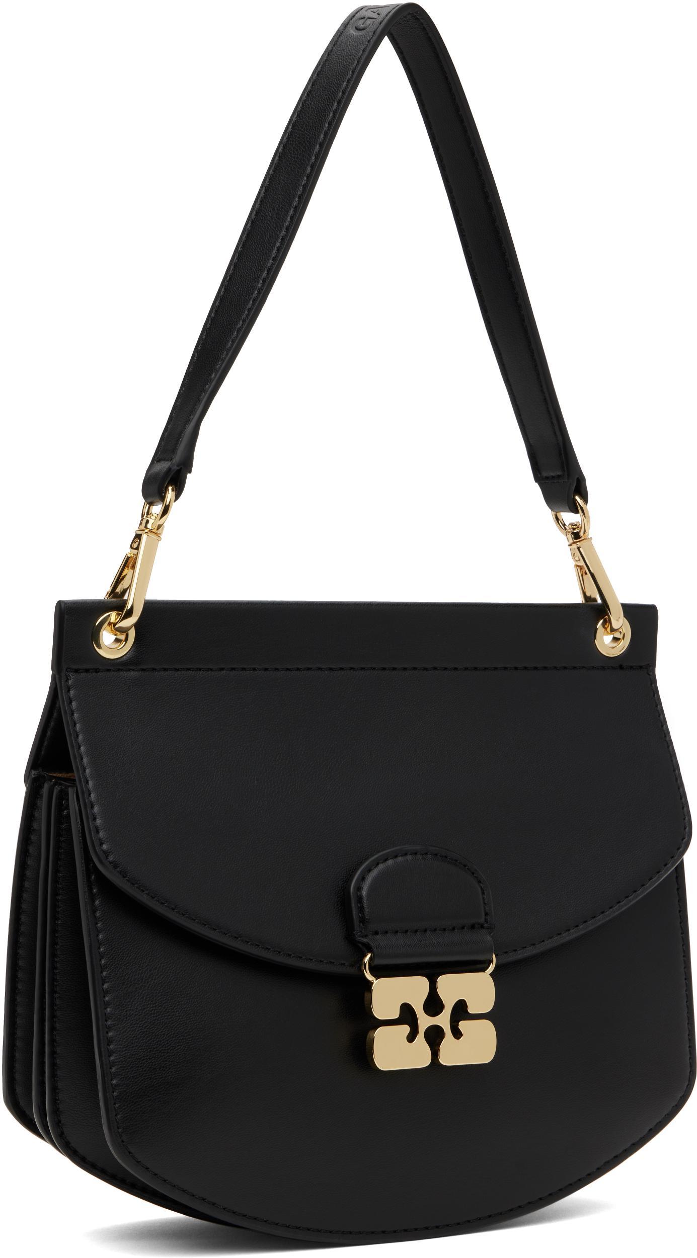 GANNI Small Shoulder Bag With Adjustable Strap And Gold-tone Hardware In Black Product Image