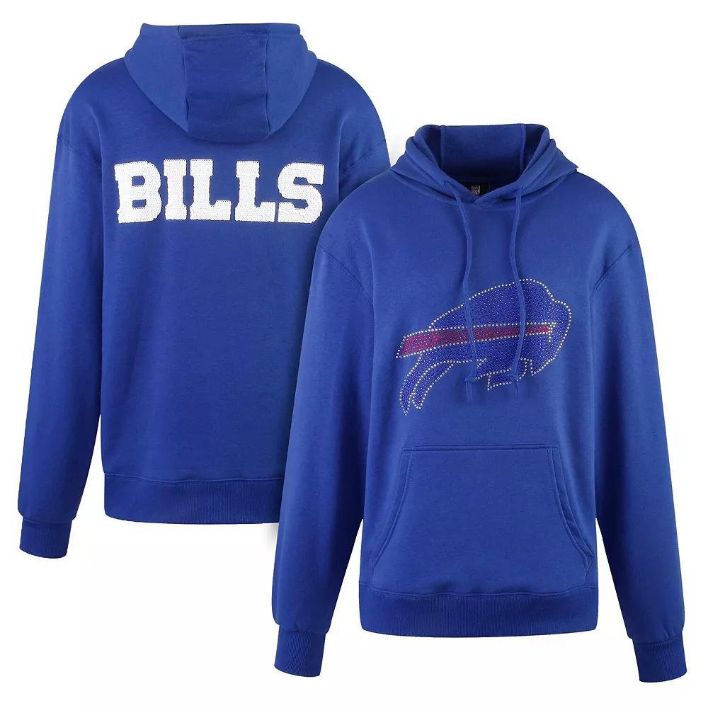 Women's Cuce Royal Buffalo Bills Rhinestone Logo Wordmark Pullover Hoodie, Size: 3XL, Blue Product Image